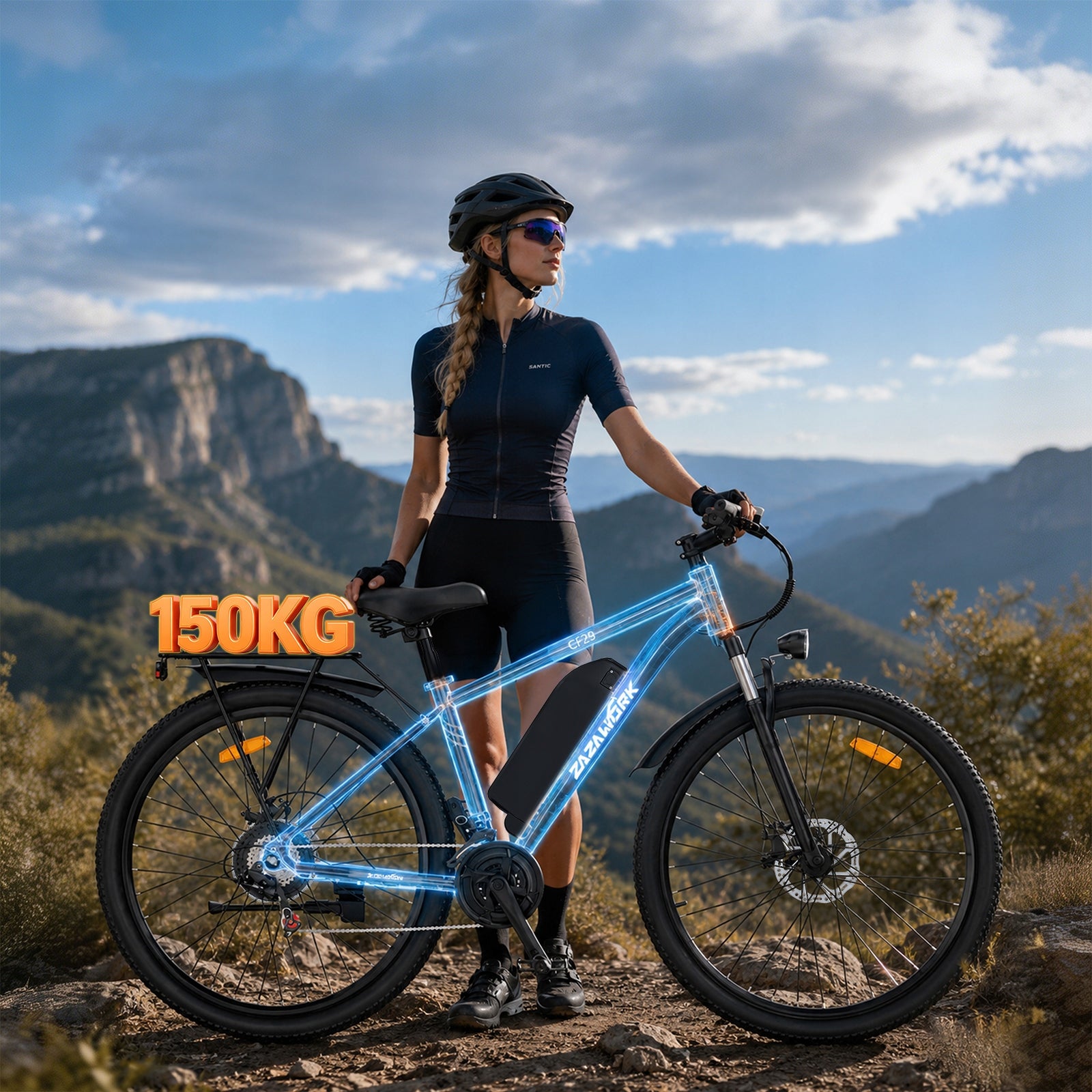 ZAZAWORK CF29 2026 Electric City Bike 48V 15AH Shimano 21-Speed Maximum rated power electric bike (under 250W)