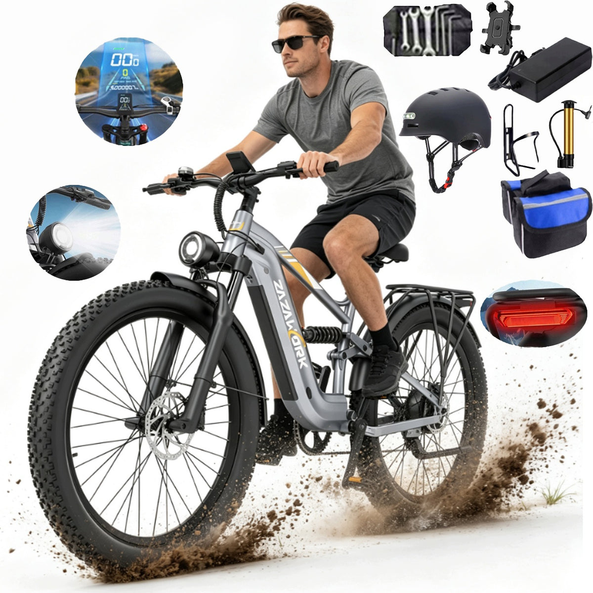 ZAZAWORK CF500 Electric Vehicles 48V 20AH 1000W 45km/h 120km 27.5"+HELMET