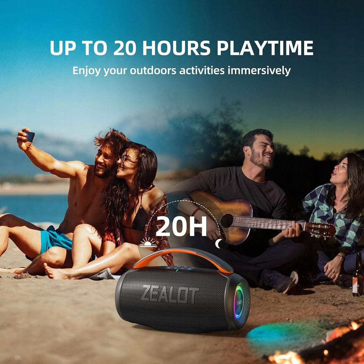 ZEALOT P11 - Powerful Bluetooth Speaker 5.3 - 70W - IPX6 - RGB LED - GRP - EQ Packaging status original
