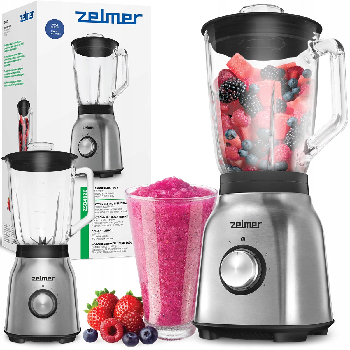 ZELMER CUP BLENDER FOR COCKTAILS CRUSHES ICE MIXES GLASS 1250W