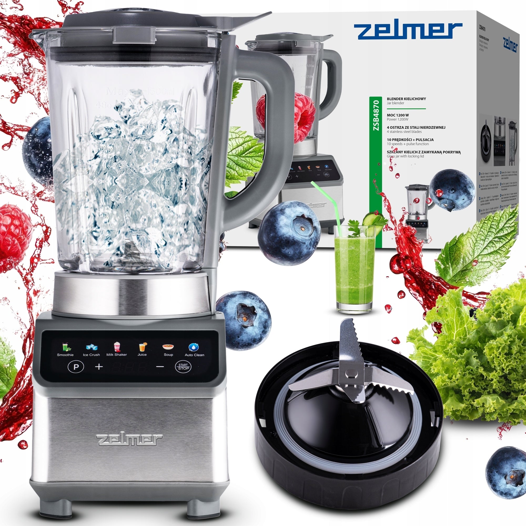 ZELMER CUP BLENDER FOR SMOOTHIE MIXES GLASS ICE CRUMBLES 1200W