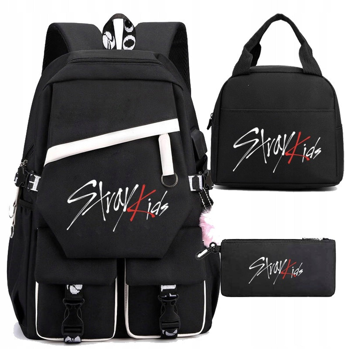 ZESTAW 3W1 PLECAK WIELOPRZEGRODOWY STRAY KIDS NA LAPTOPA TOREBKA