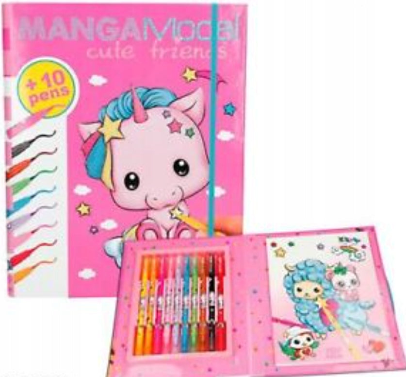 Malbuch und Marker-Set Liebe Freunde TopModel, 10 Farben 