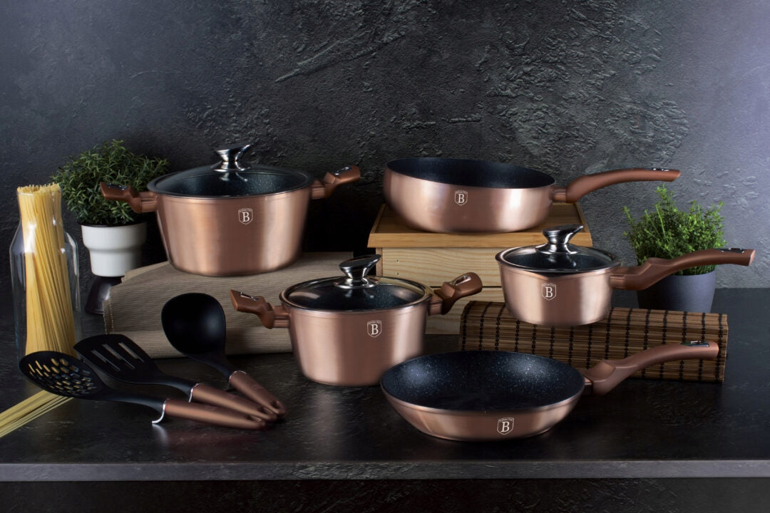 Berlinger Haus puodų komplektas Metallic Line Rose Gold Edition, 11 dalių