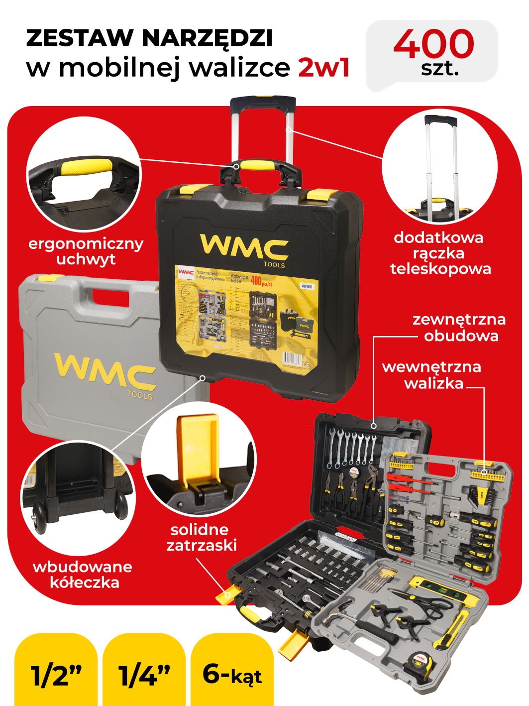 Werkzeugsatz, 400-teilig 1/4", WMC TOOLS, 40400 