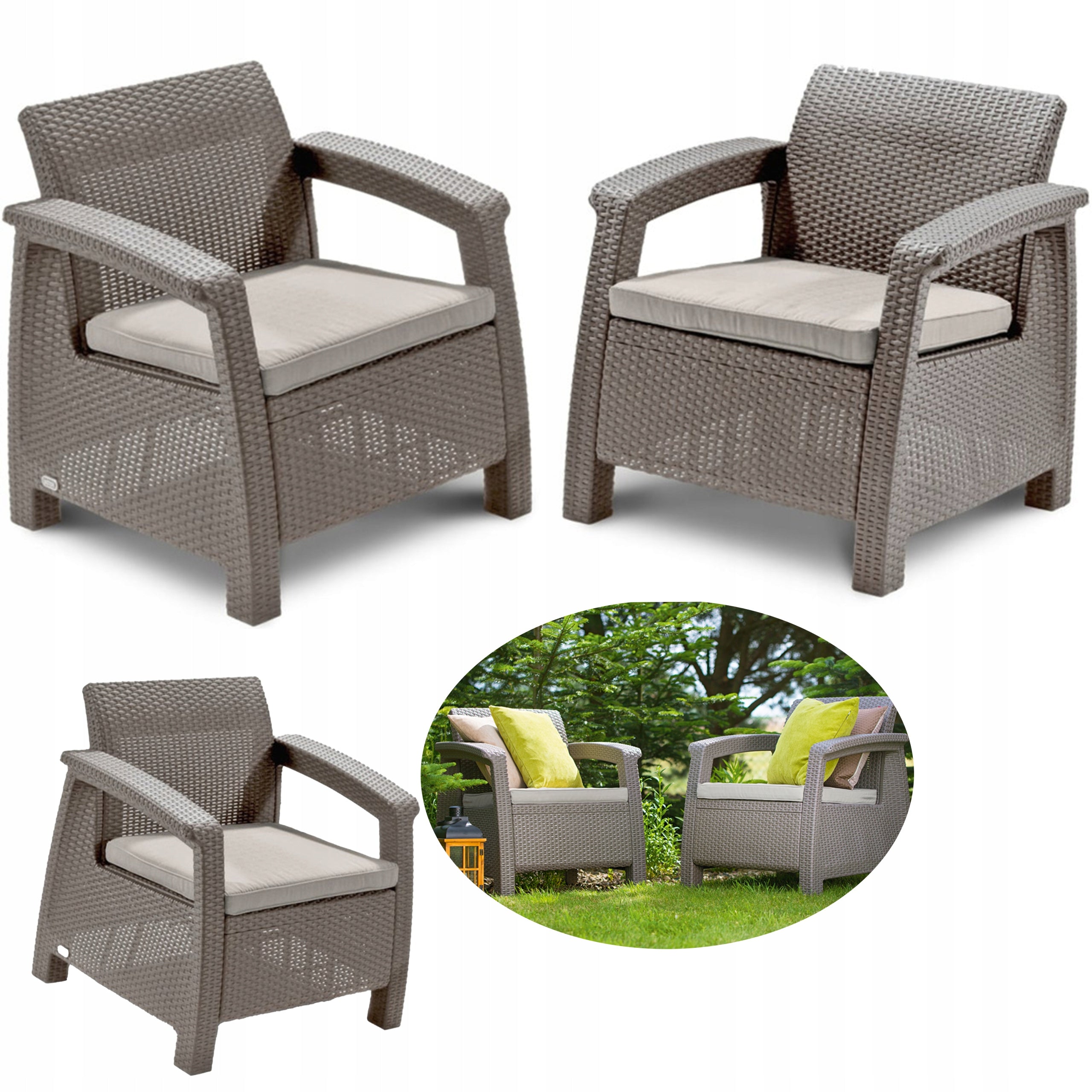 Sesselset Corfu Duo, braun 