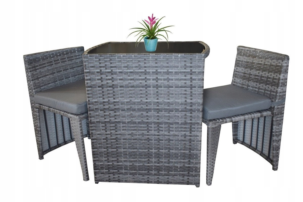 Terrassenmöbel-Set, zwei Stühle, Tisch 