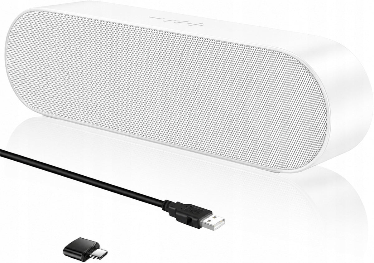 ZETIY USB Speaker, Portable Mini Soundbar, Small White Speaker