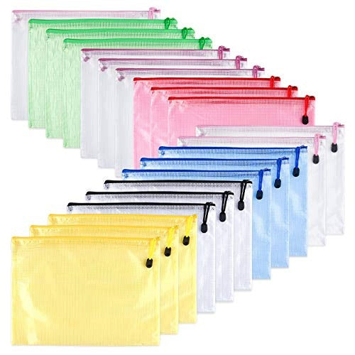 ZIPPER BAGS A5 FOR SCHOOL OFFICE COSMETICS 21 PCS. Color multicolor
