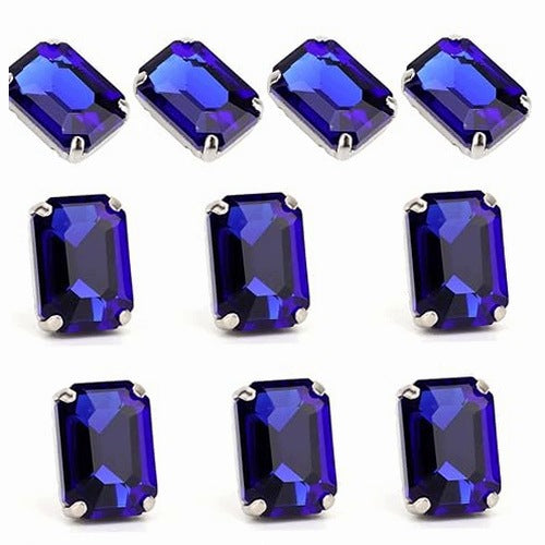 ZIRCONS FOR SEWING RECTANGULAR STRAS WITH CLAWS FOR WEDDING 10 PCS.