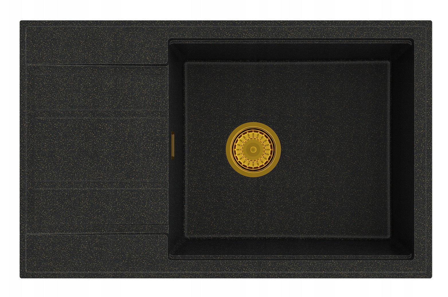 Granit-Spülenset Granitan Louis Golden Line, schwarz 