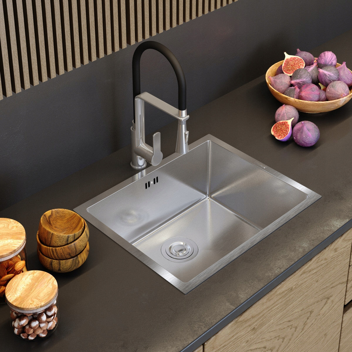Edelstahlspüle mit Siphon Granitan Bari 54, silber 