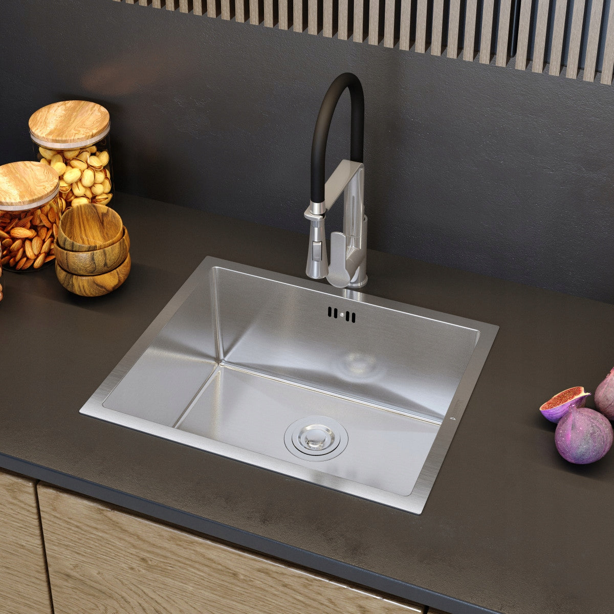 Edelstahlspüle mit Siphon Granitan Bari 54, silber 