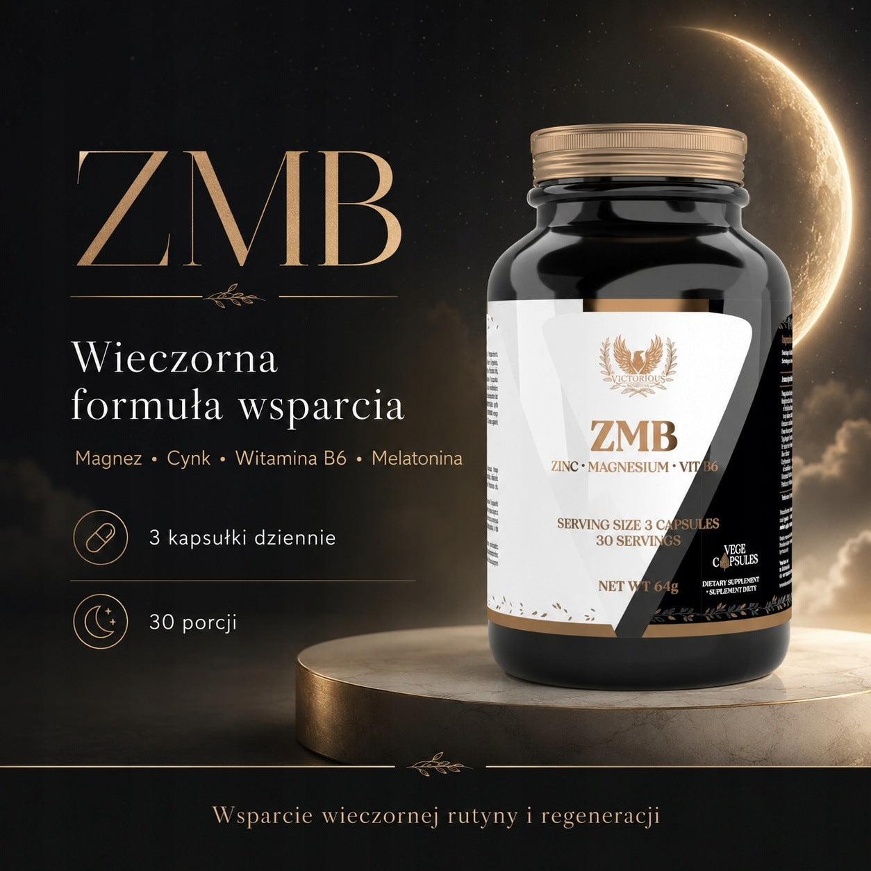 ZMB 90 capsules Zinc Magnesium B6 Melatonin GABA Tryptophan NAC Victorious Brand Victorious Nutrition