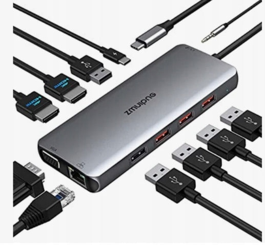 ZMUIPNG ADAPTER 11IN1 USB C to USB HDMI AUX RJ45 HUB