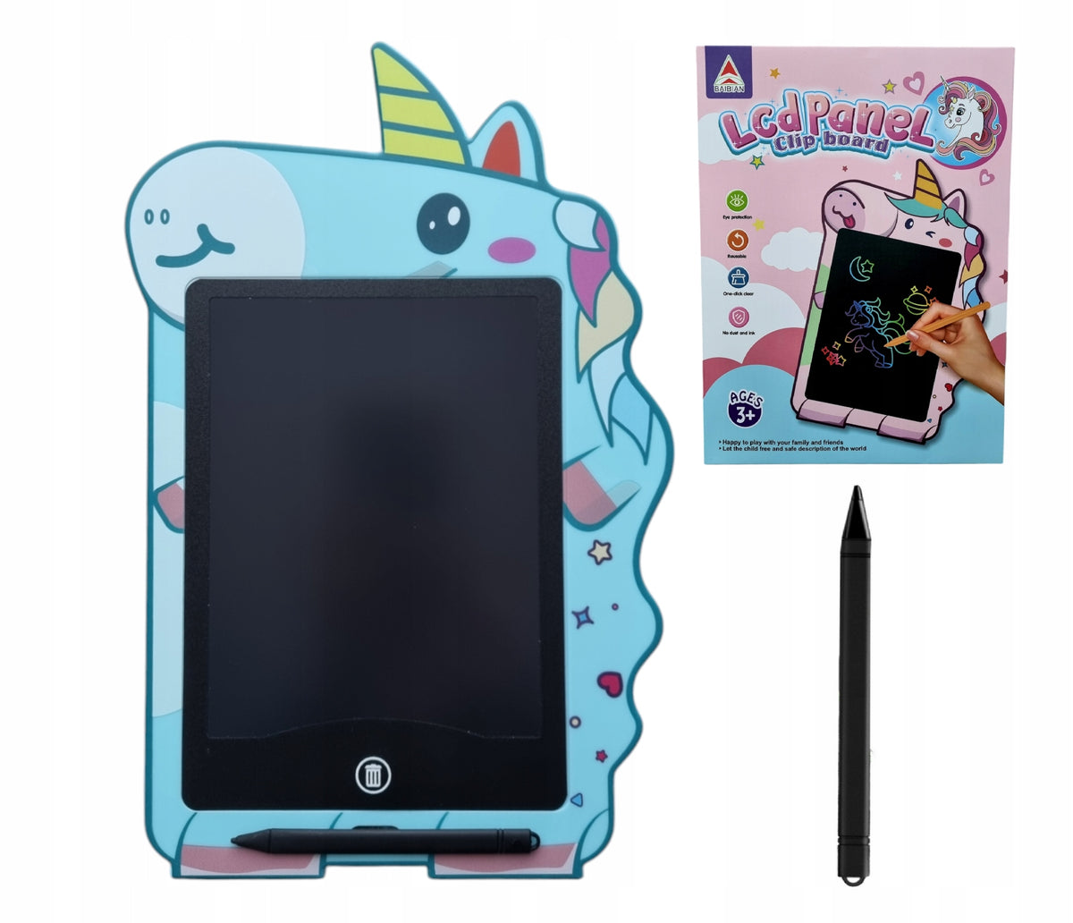 ZNIKOPIS GRAPHIC DRAWING TABLET FOR CHILDREN UNICORN BLUE Manufacturer code TABLET DO RYSOWANIA TABLICA ZNIKOPIS RYSIK