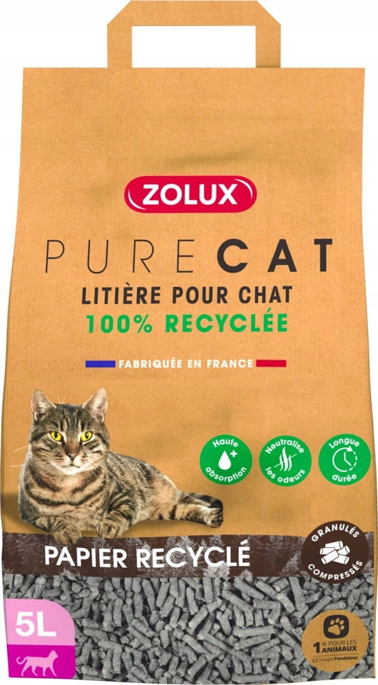 ZOLUX CAT LITTER PAPER GRANULES RECYCLING PURECAT 5L