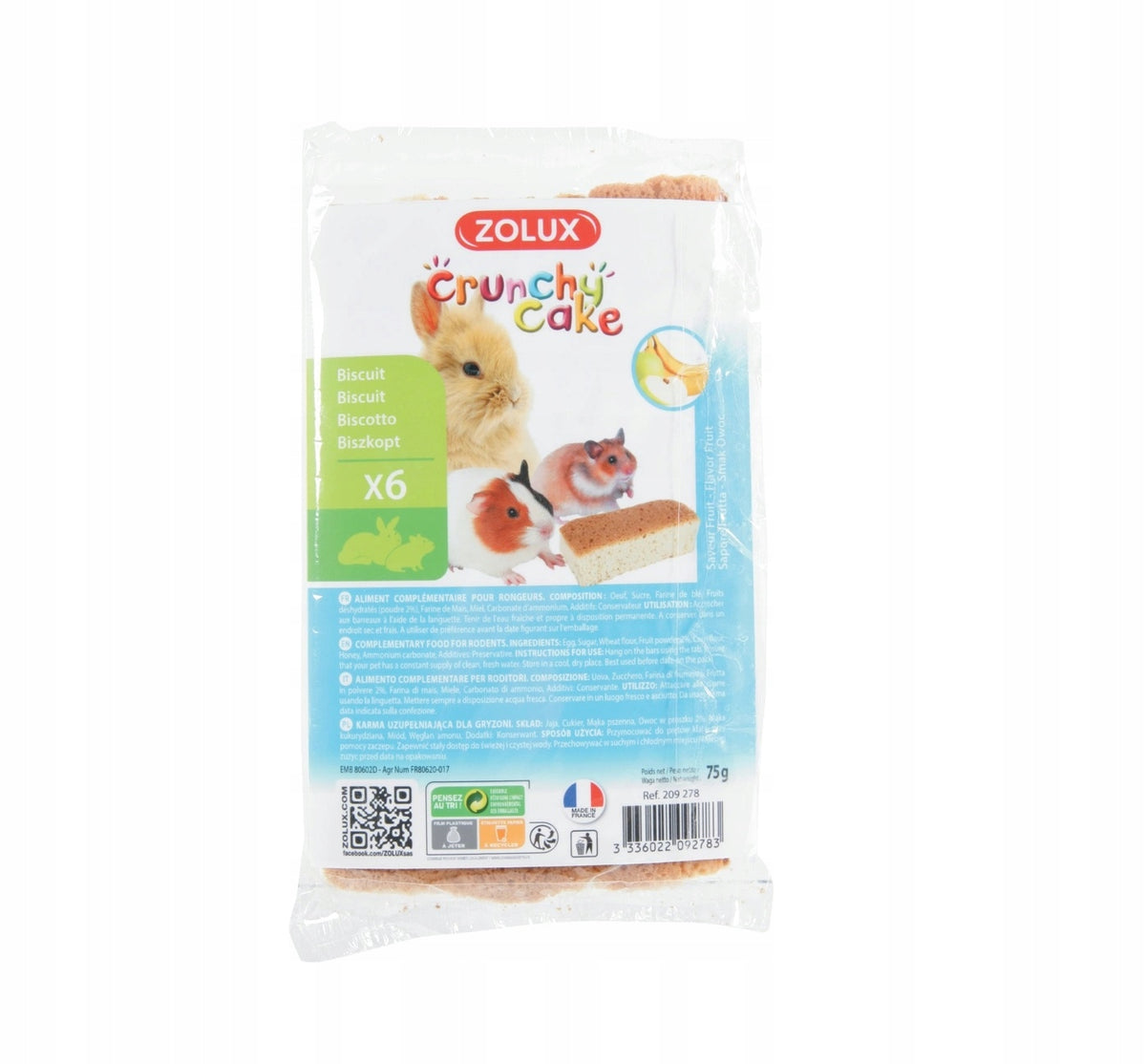 ZOLUX CRUNCHY CAKE apple/banana 6 pcs