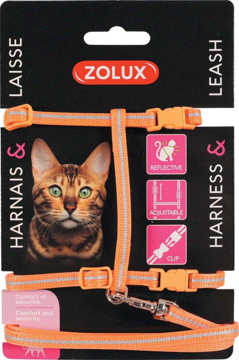 ZOLUX Cat walking set leash and harness col. orange