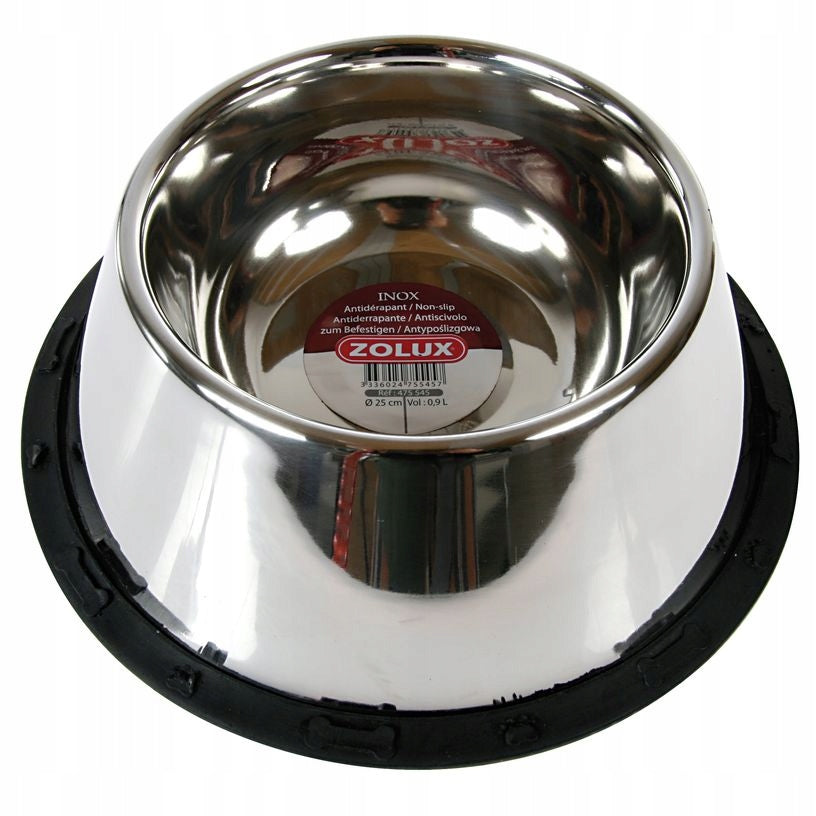 ZOLUX Stainless steel rubber spaniel bowl INOX 24cm 0,95l Brand Zolux
