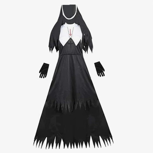 ZOMBIE NUN COSTUME HALLOWEEN SCARY GOTHIC DRESS FOR WOMEN