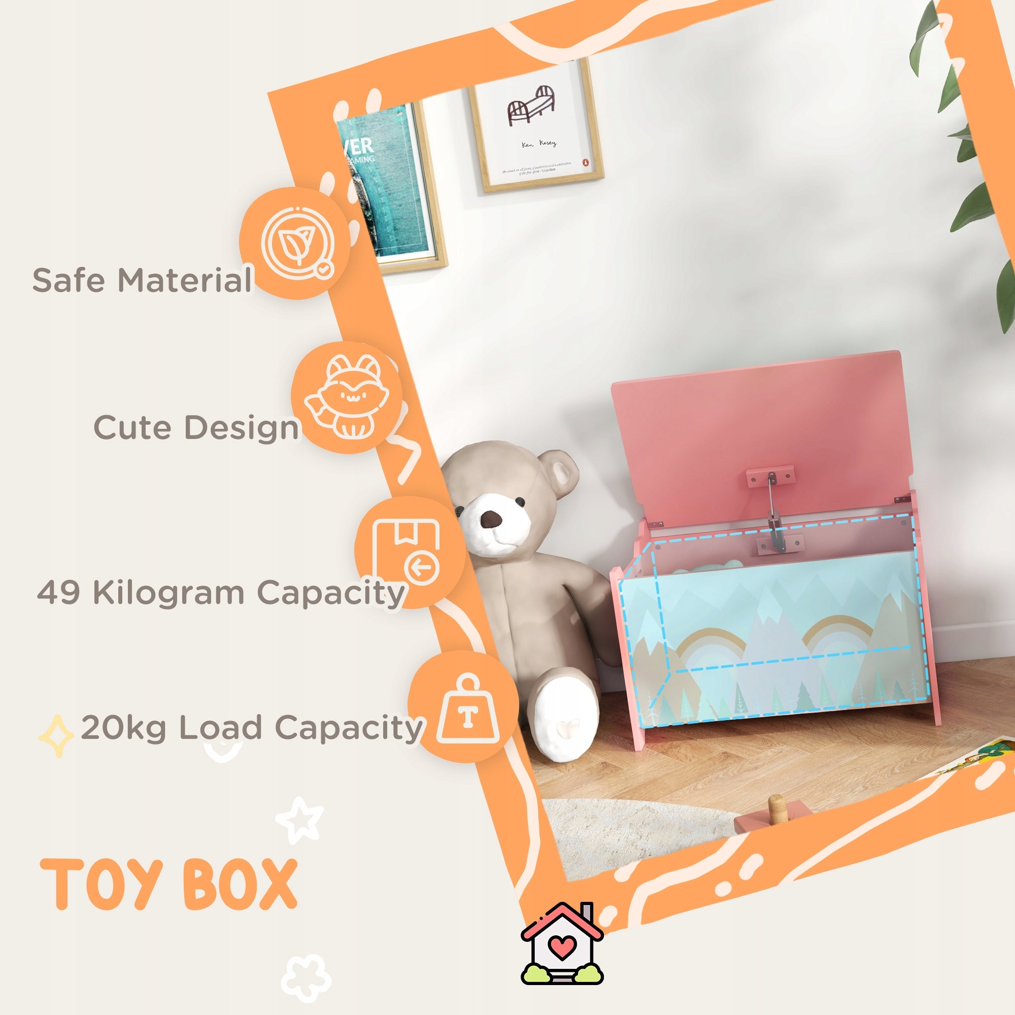 ZONEKIZ Children's bench with storage space, toy chest with Brand ZONEKIZ