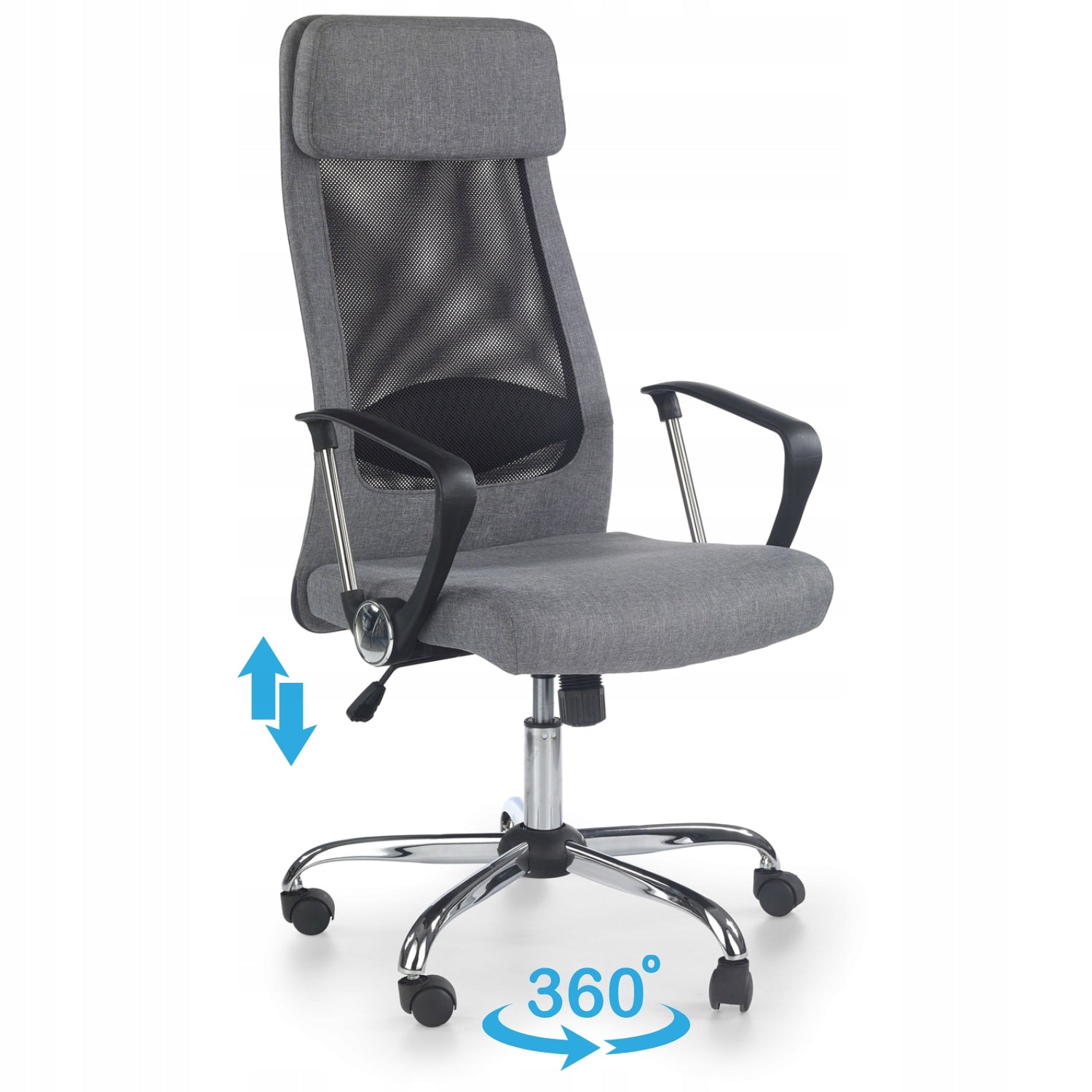 ZOOM Desk Swivel Chair Grey Upholstered Office Mesh Halmar Brand Halmar