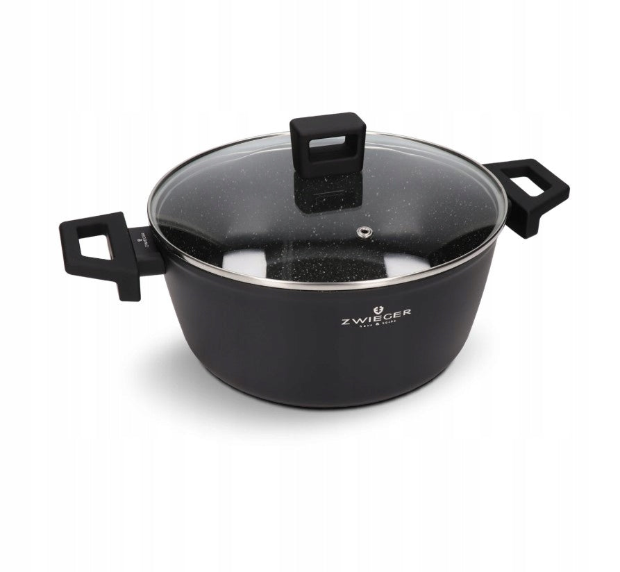 ZWIEGER FORTE POT SET WITH LIDS 8 EL / NON-STICK COATING Color black