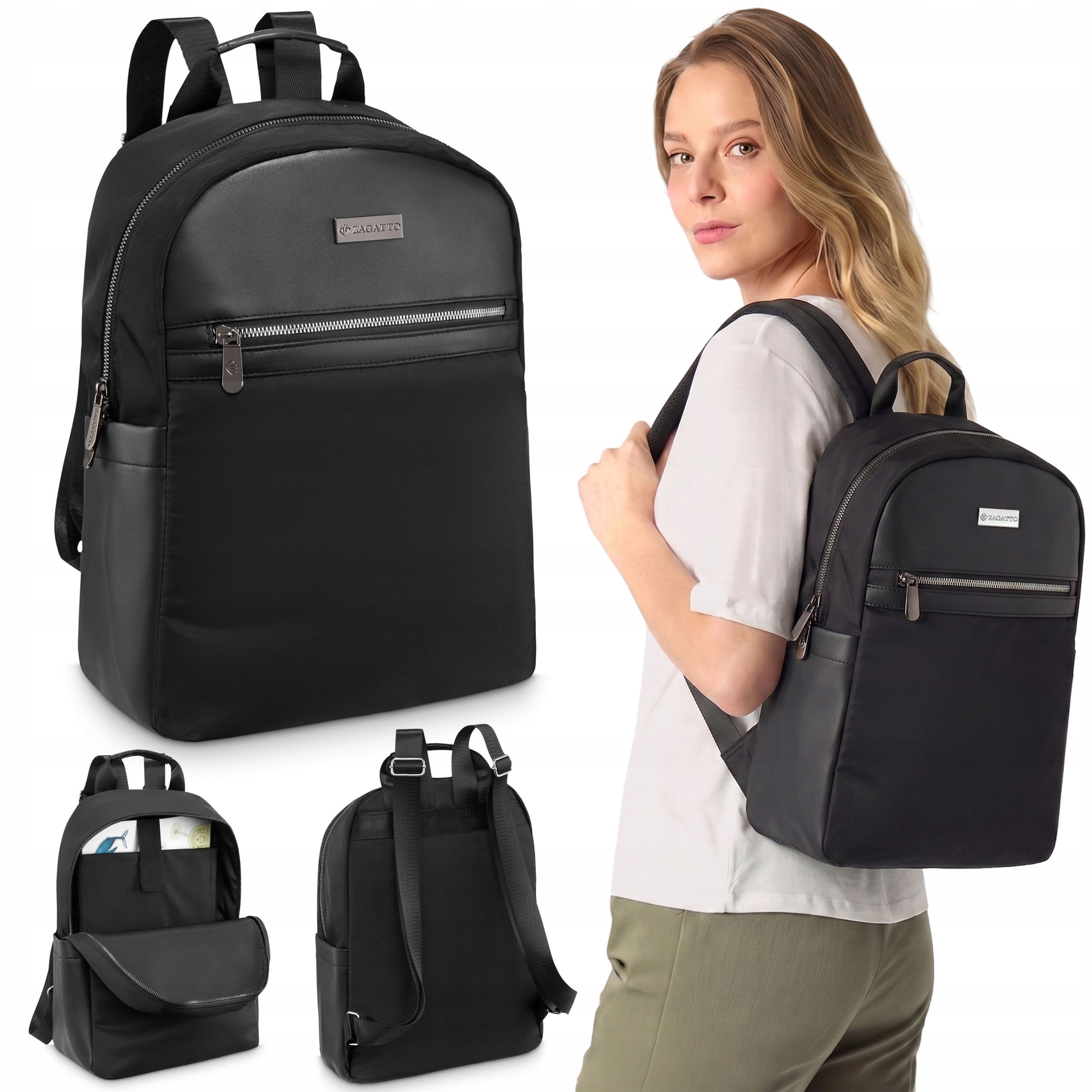 Zagatto women's backpack, spacious city backpack with laptop pocket