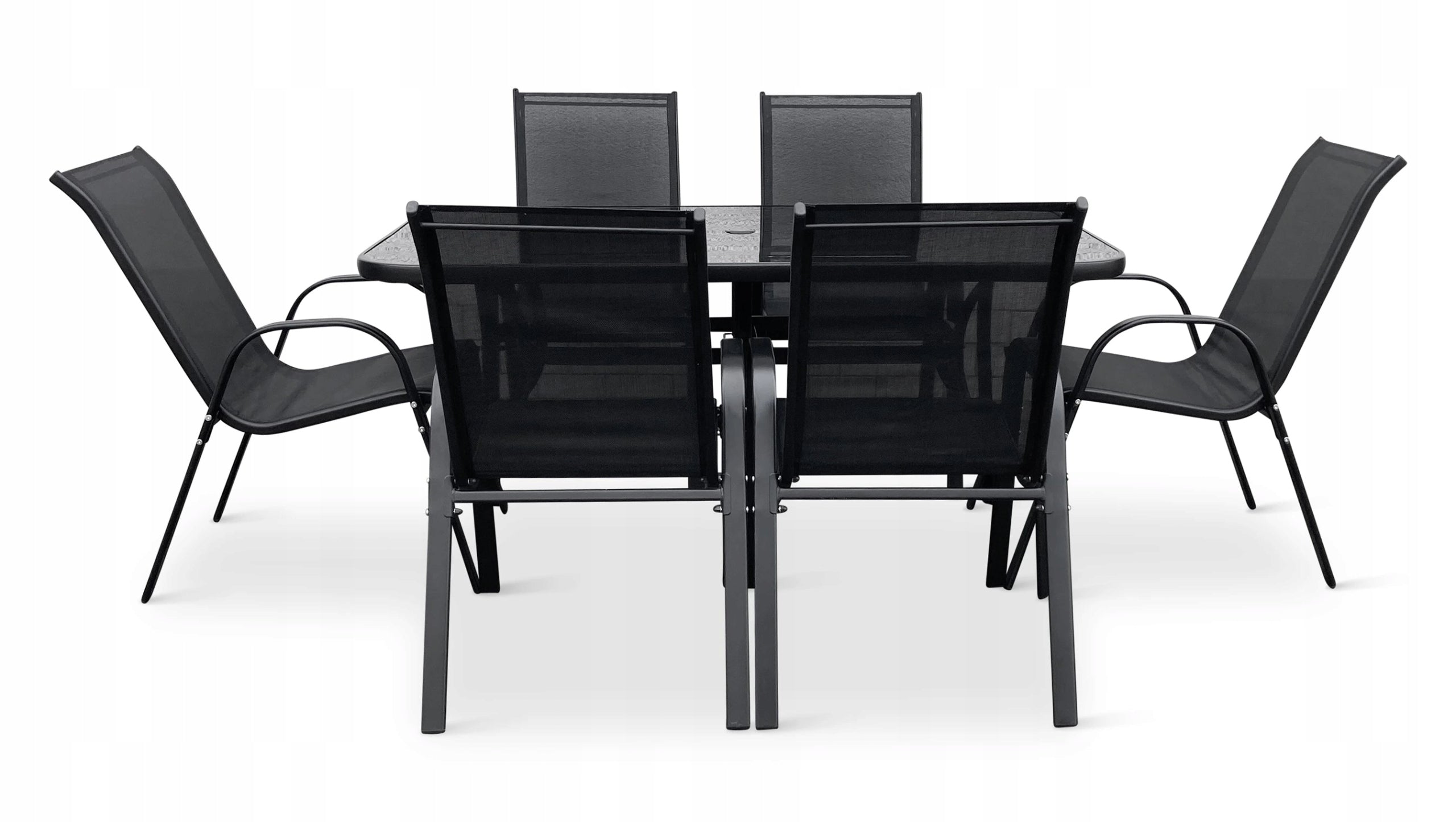 Zahradní jídelní set Klaudie černý + 6x kovová židle Ramada Color black