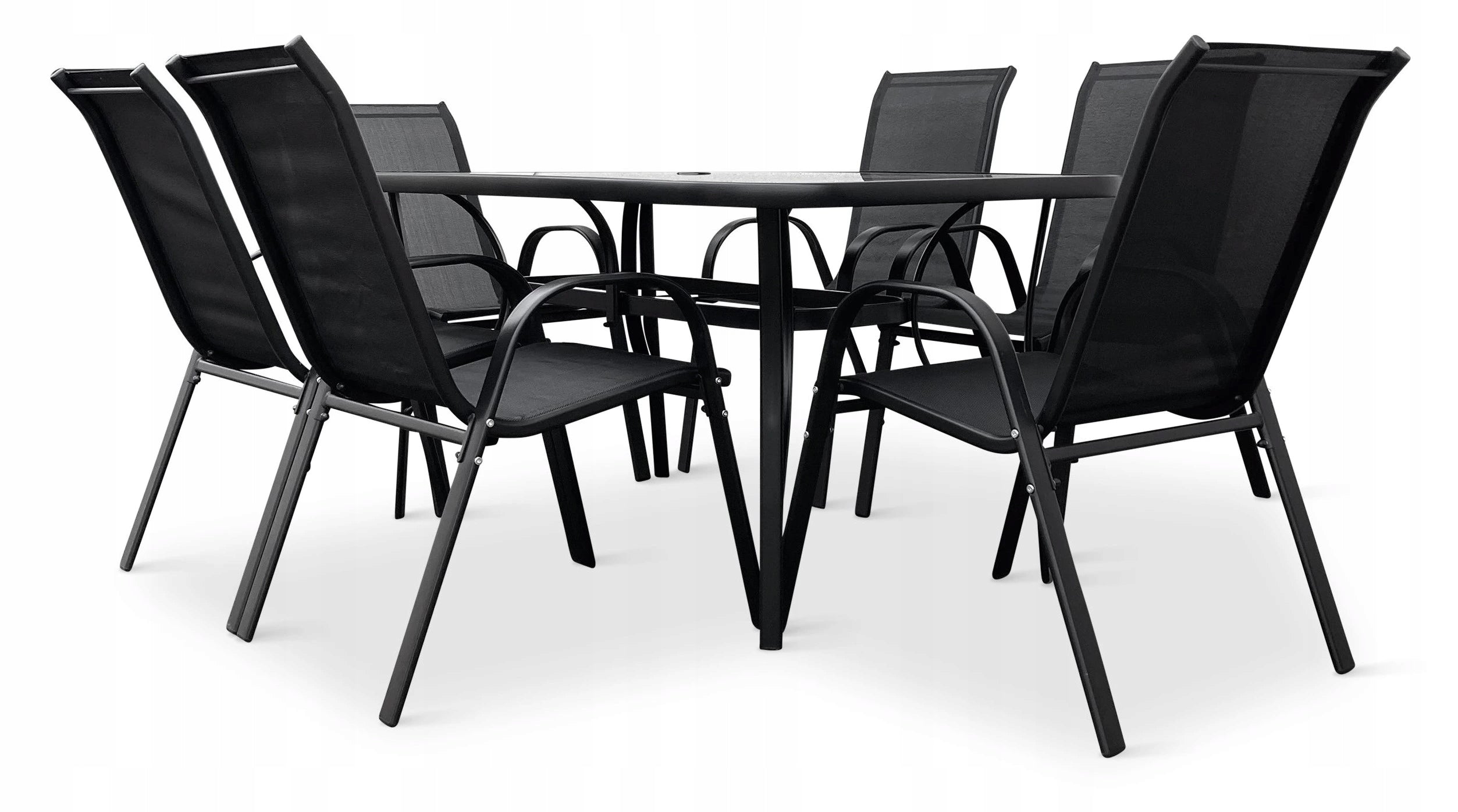 Zahradní jídelní set Klaudie černý + 6x kovová židle Ramada Manufacturer Texim