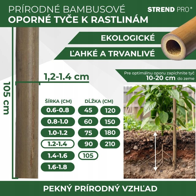 Zahradní tyč KBT 1050/12-14 mm, balení. 10 ks, bambus, opora pro rostliny Brand Strend Pro