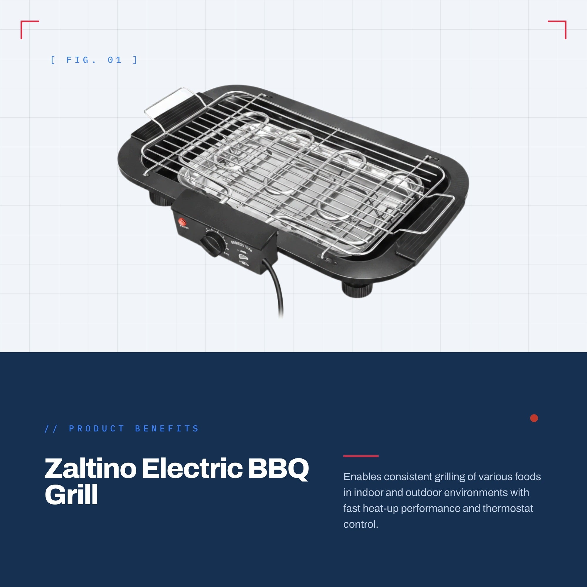 Zaltino - Electric BBQ Grill - 2000W - Adjustable Height Model Zaltino