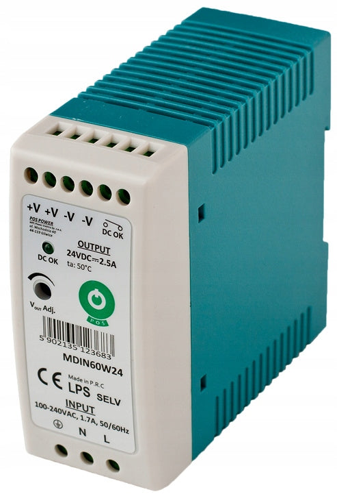Stromquelle MDIN60W24 für DIN-Schiene – 24 V/2,5 A/60 W 