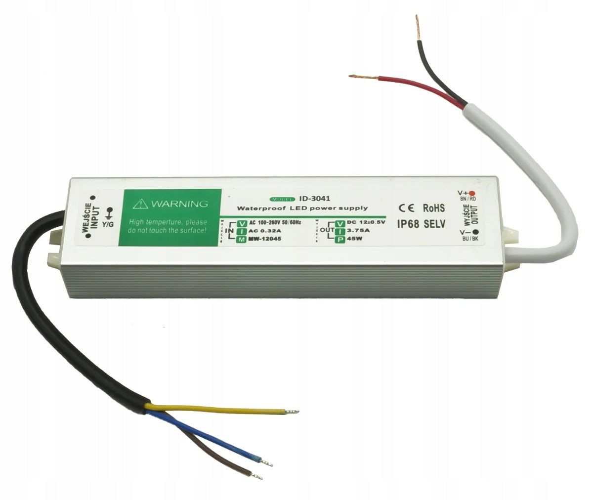 Maitinimo šaltinis 12V 3.75A 45W IP68