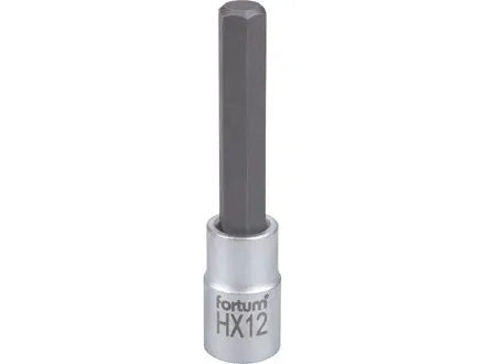 Zástrčná hlavice Fortum šestihranná, 1/2", HX 12, L 100mm, CrV/S2 Brand Fortum