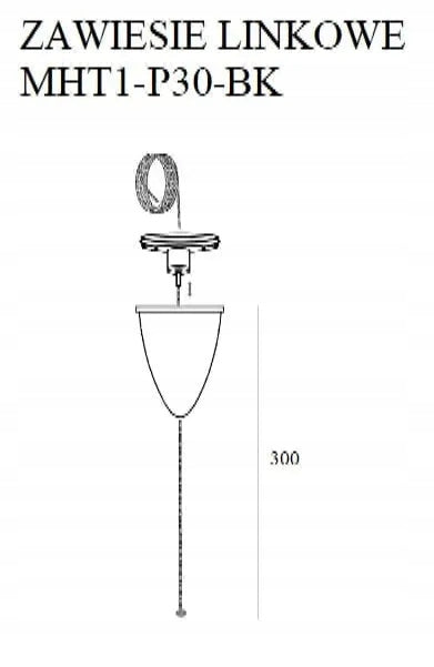 Virvė LED takelių pakabinimui nuo lubų Maxlight juoda 300cm MHT1-P30-BK