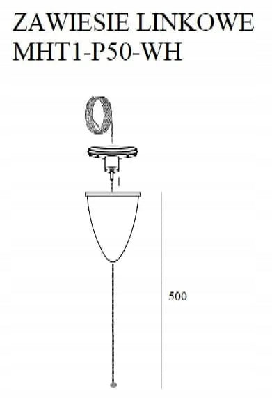 Virvė LED takelių pakabinimui nuo lubų Maxlight balta 500cm MHT1-P50-WH