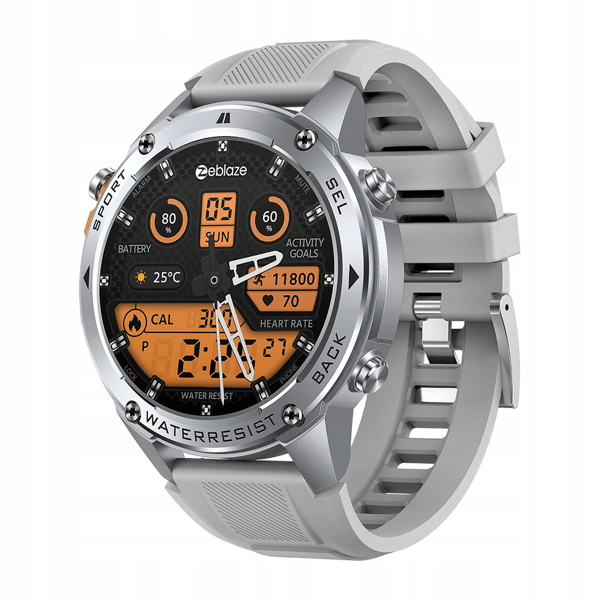 Zeblaze Smartwatch Stratos 2 Ultra Silver Metal GPS MIL-STD 10 ATM AMOLED