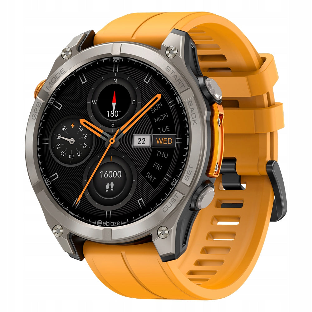 Zeblaze Smartwatch Stratos 4 Orange GPS MIL-STD-810H 5 ATM IP69K AMOLED HD