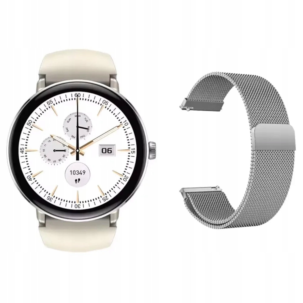 Zeblaze Women's Smartwatch Lily 2 Silver Beige AMOLED 2 Straps AoD Saturation
