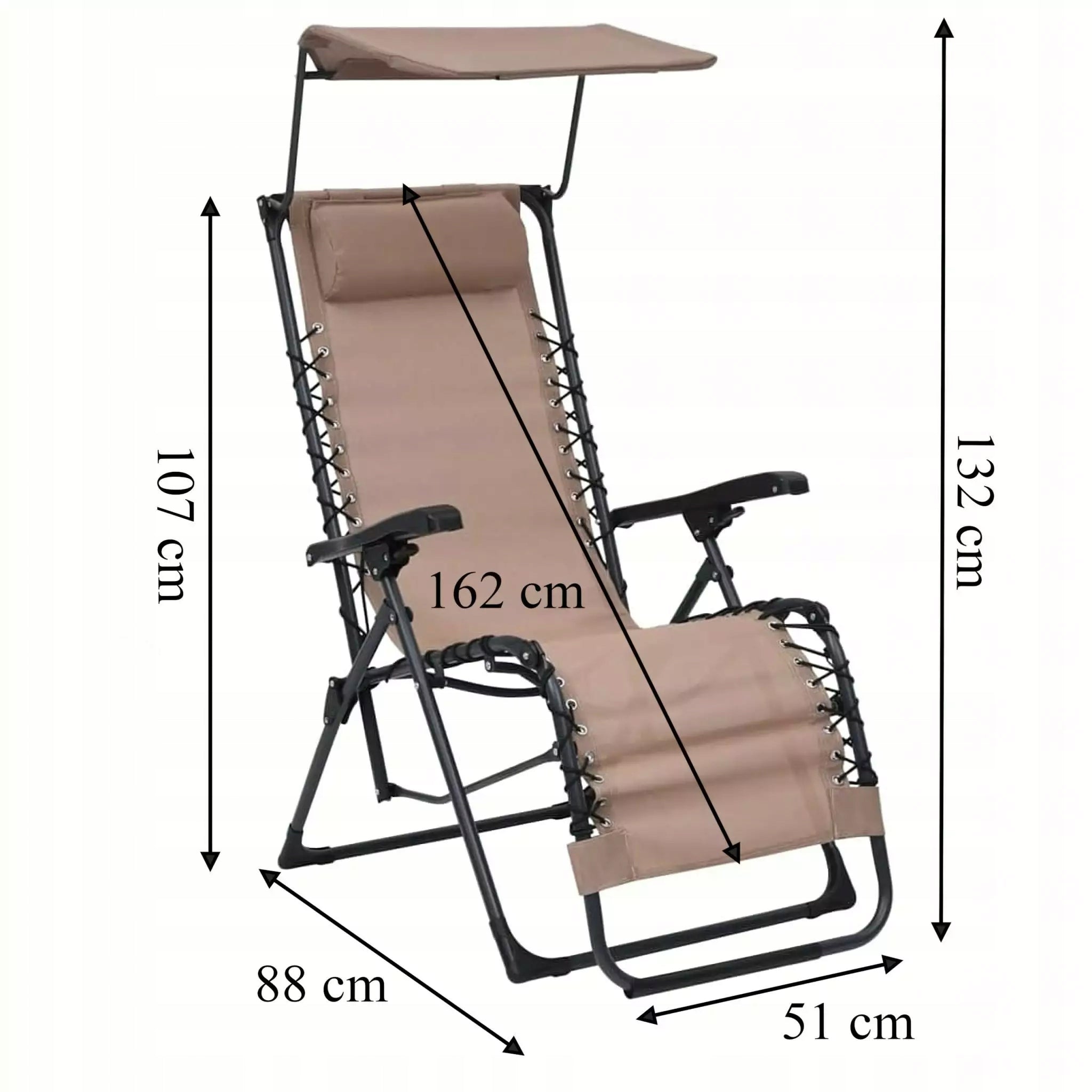 Zero Gravity Chair Folding Garden Chair Beach Lounger Couch + Canopy Model RC-K-2105
