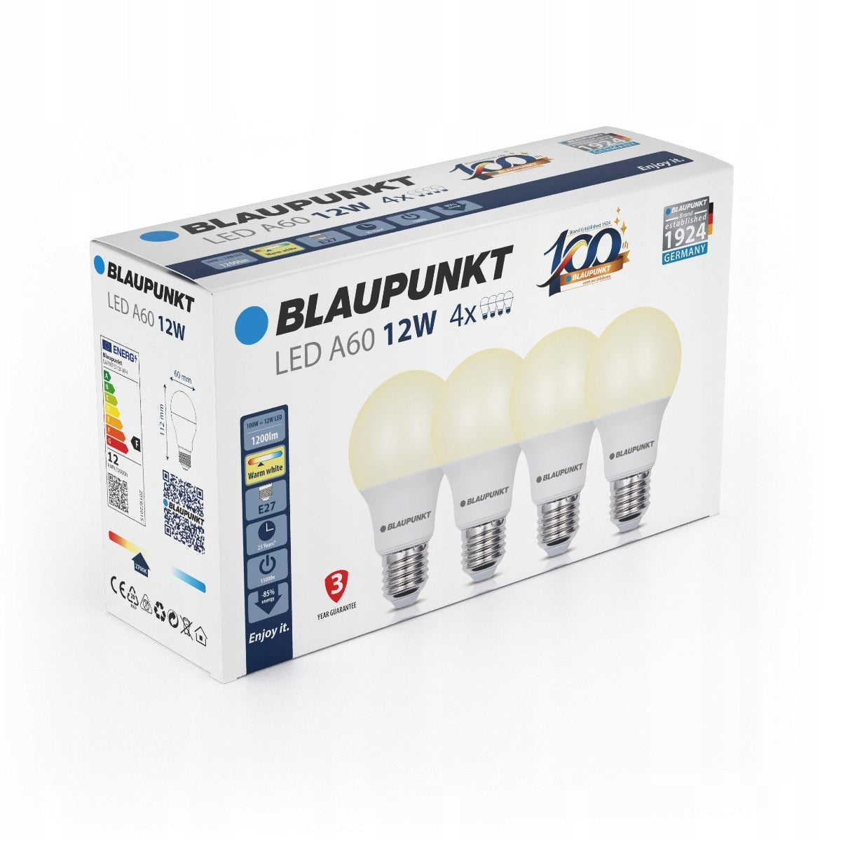 Blaupunkt LED-Lampen E27 12W 4 Stück, warmweiß 