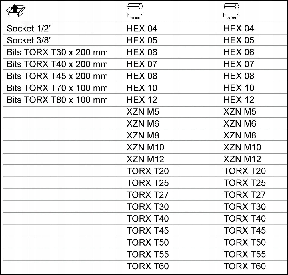 Bitsatz 49-teilig TR, 10 mm, HEX, XZN M 