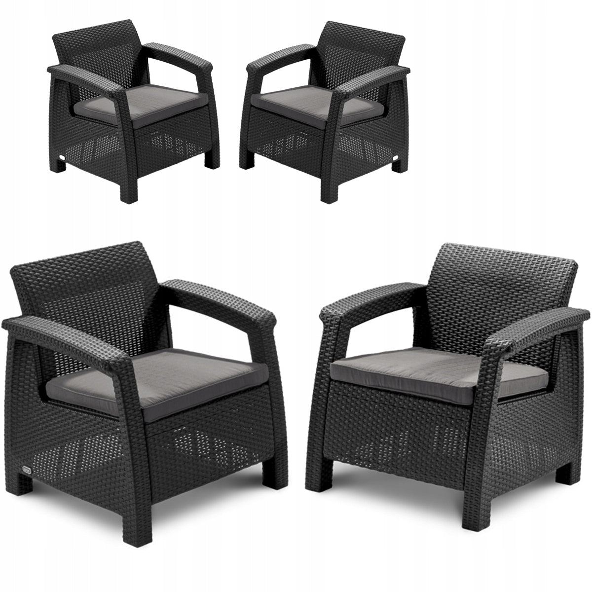 Set Outdoor-Sessel Keter ALLiBERT Corfu Duo, schwarz/grau 