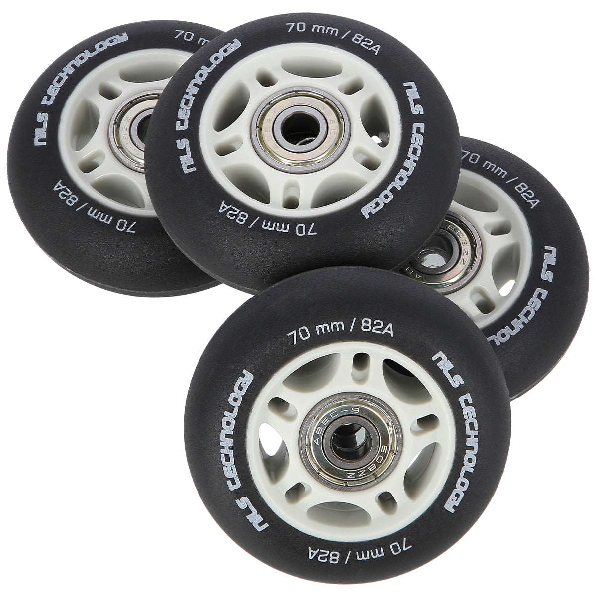 Ratukai riedučiams Nils Extreme 72mm/82A su guoliais, juodi