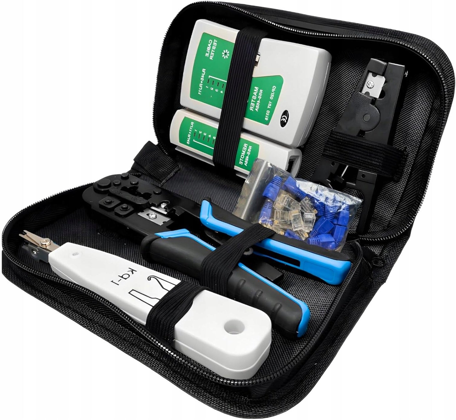 Zestaw Narzędzi Sieciowych RJ45 RJ11 RJ12 Zaciskarka Tester LAN 4w1