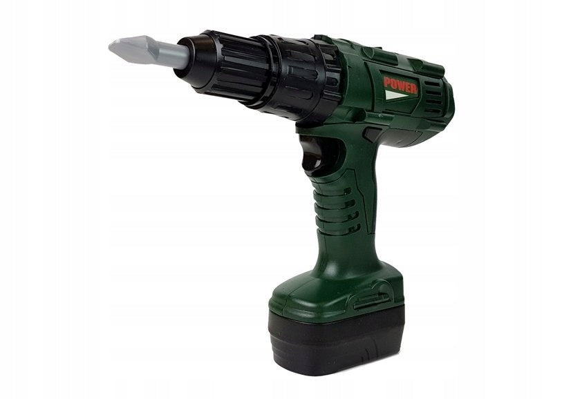 Handwerkertisch mit Helm, Bohrer und anderen Werkzeugen 