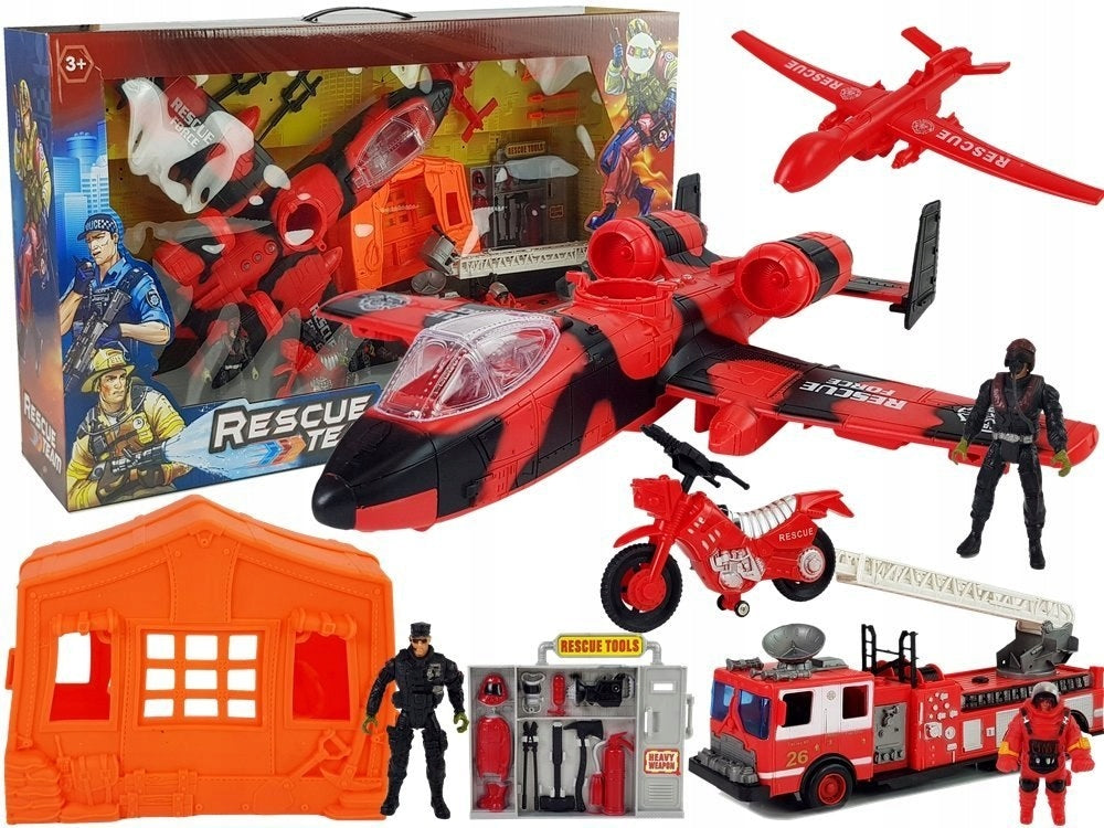 Eine Reihe von Feuerwehrfahrzeugen 