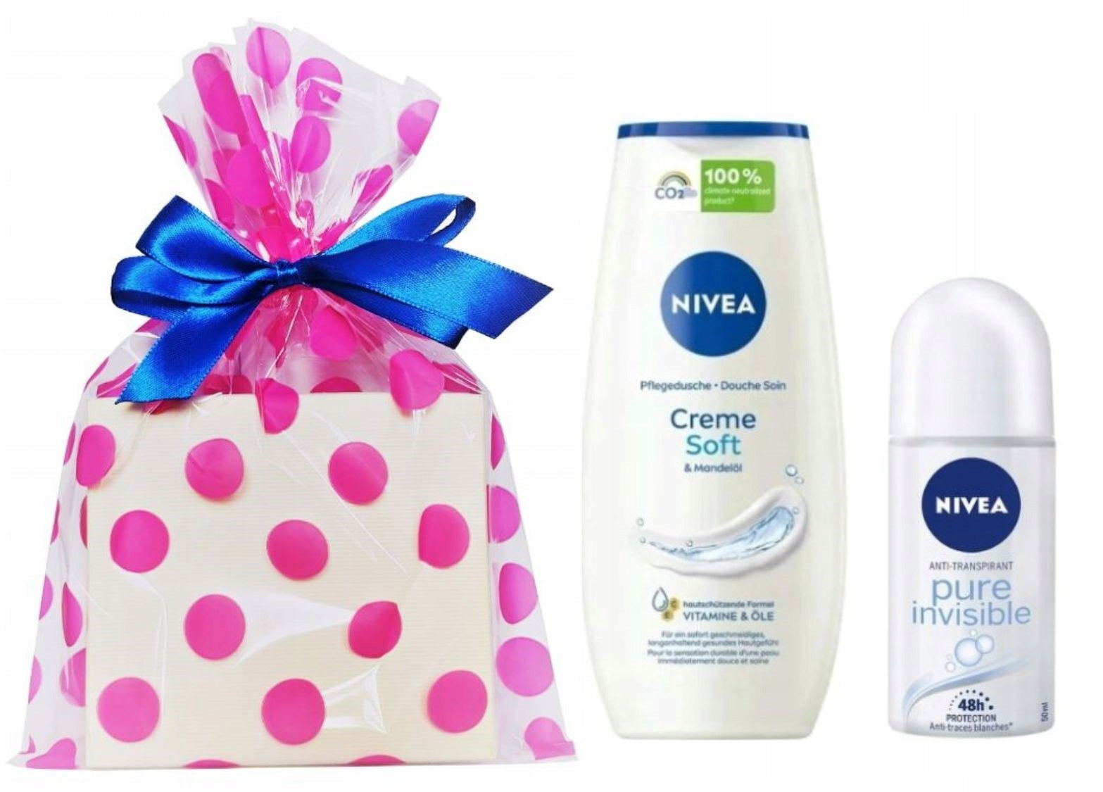 Set Nivea: Soft Care Duschgel, 250 ml + Black&amp;White Ball Antitranspirant, 50 ml 